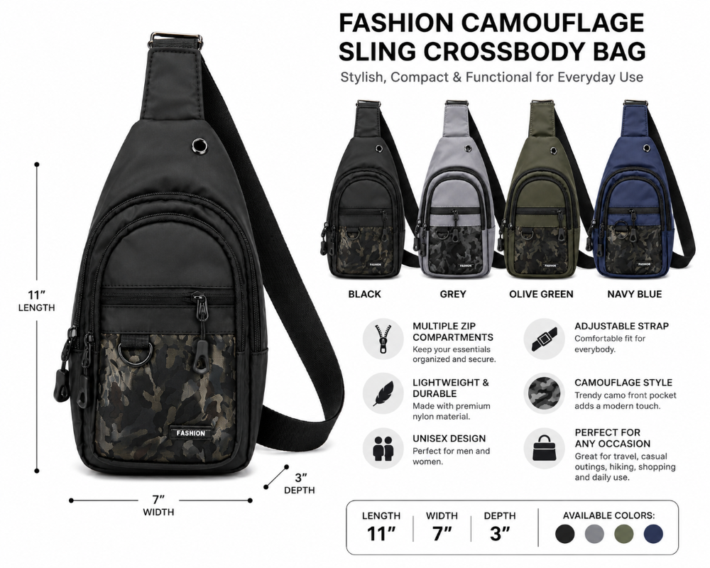 Fashion Camouflage Sling Crossbody Bag