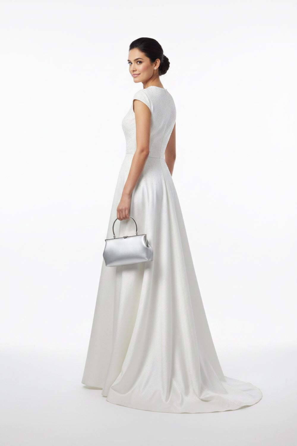 EB010 Silver Soft Metallic Clutch - Model Shot