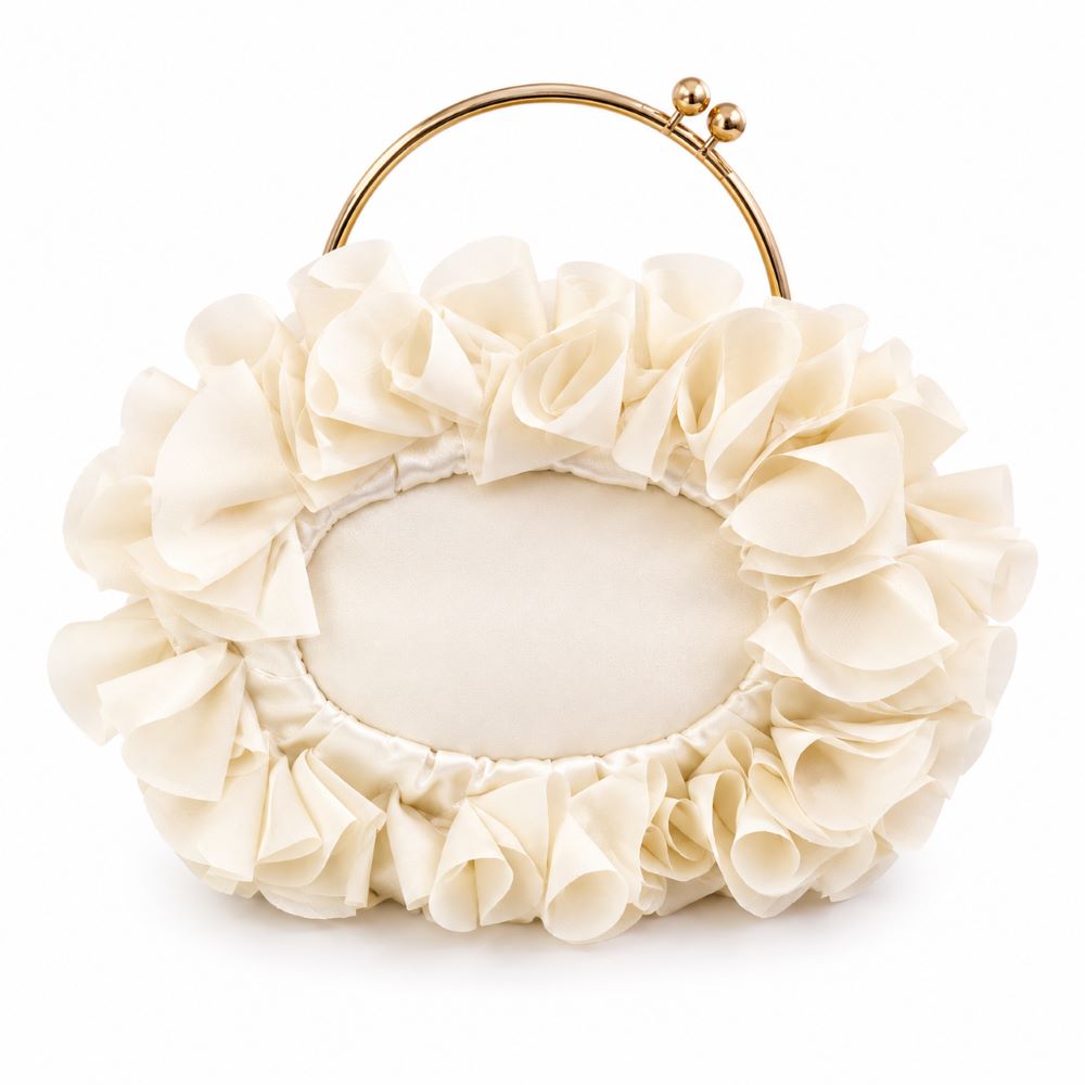 Elegant Ruffle Satin Evening Bag