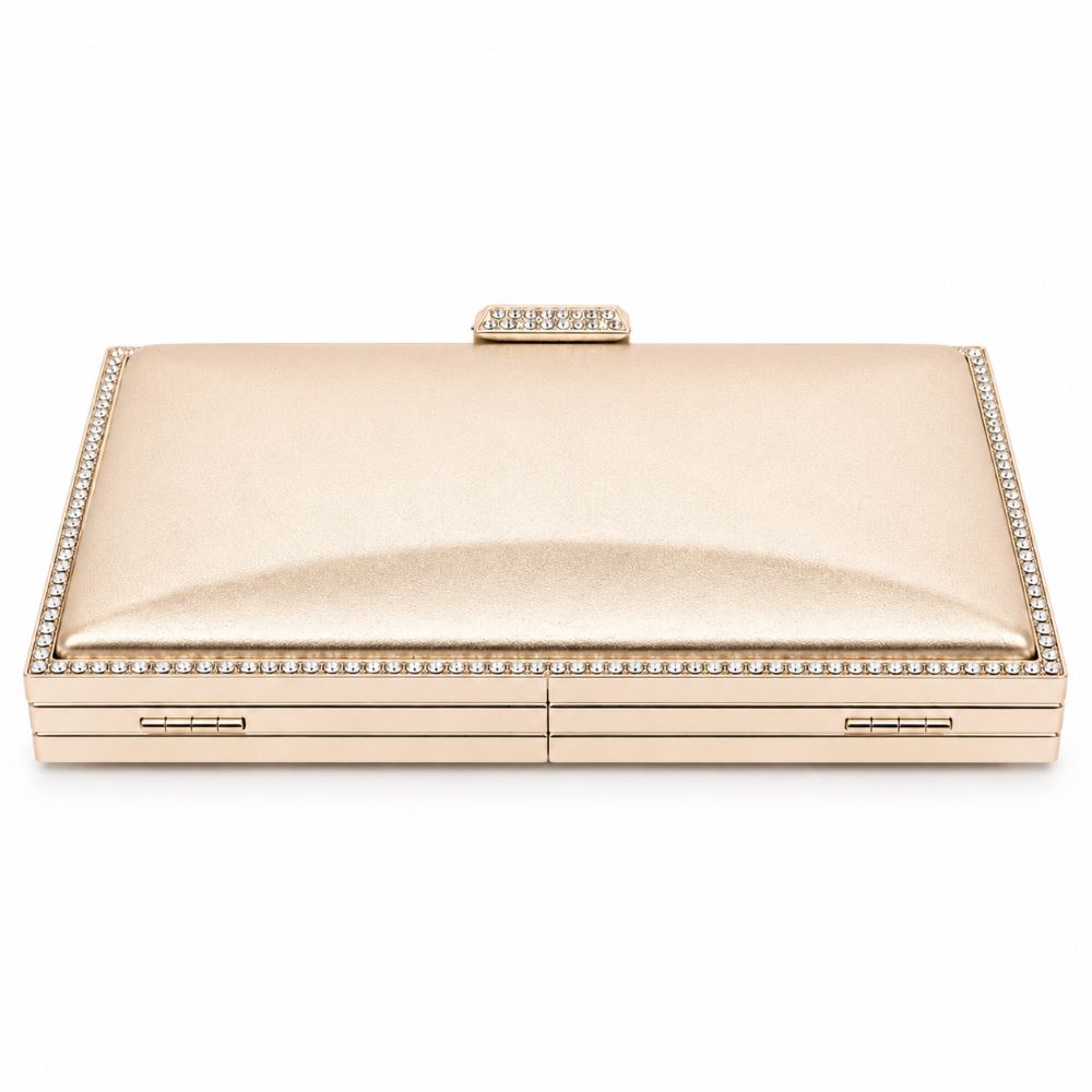 Krasceva Luxe Crystal Frame Evening Clutch Bag – Black, Gold & Silver