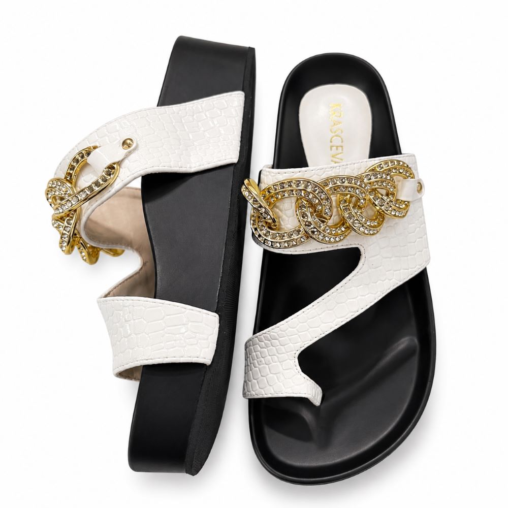 KRASCEVA Chain Detail Wedge Sandals