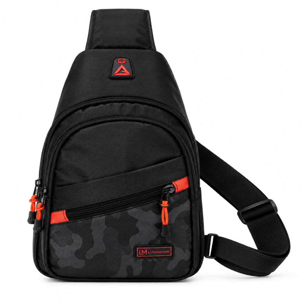 Sport Sling Crossbody Backpack – Black Camo
