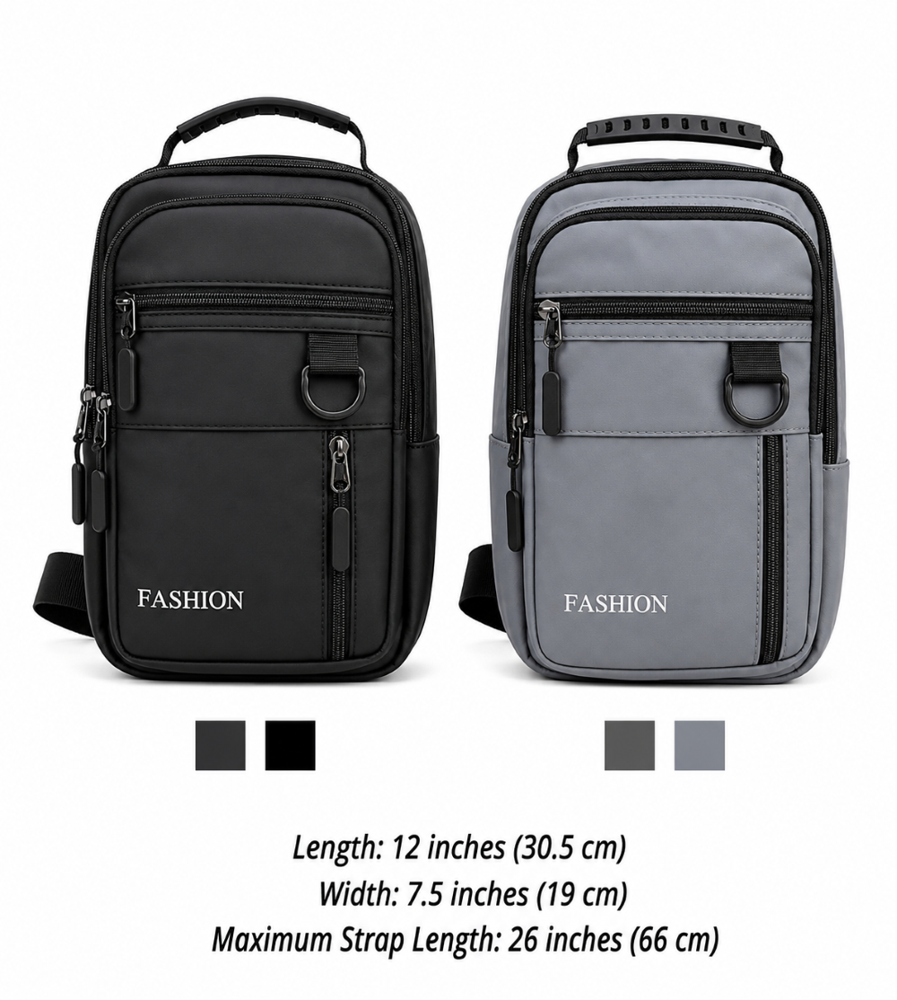 Compact Multi-Zip Crossbody Sling Bag