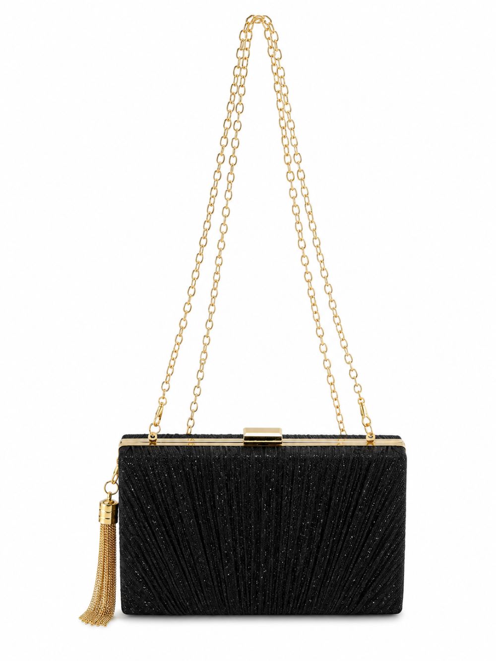 EB009 Black Glitter Clutch - Back View