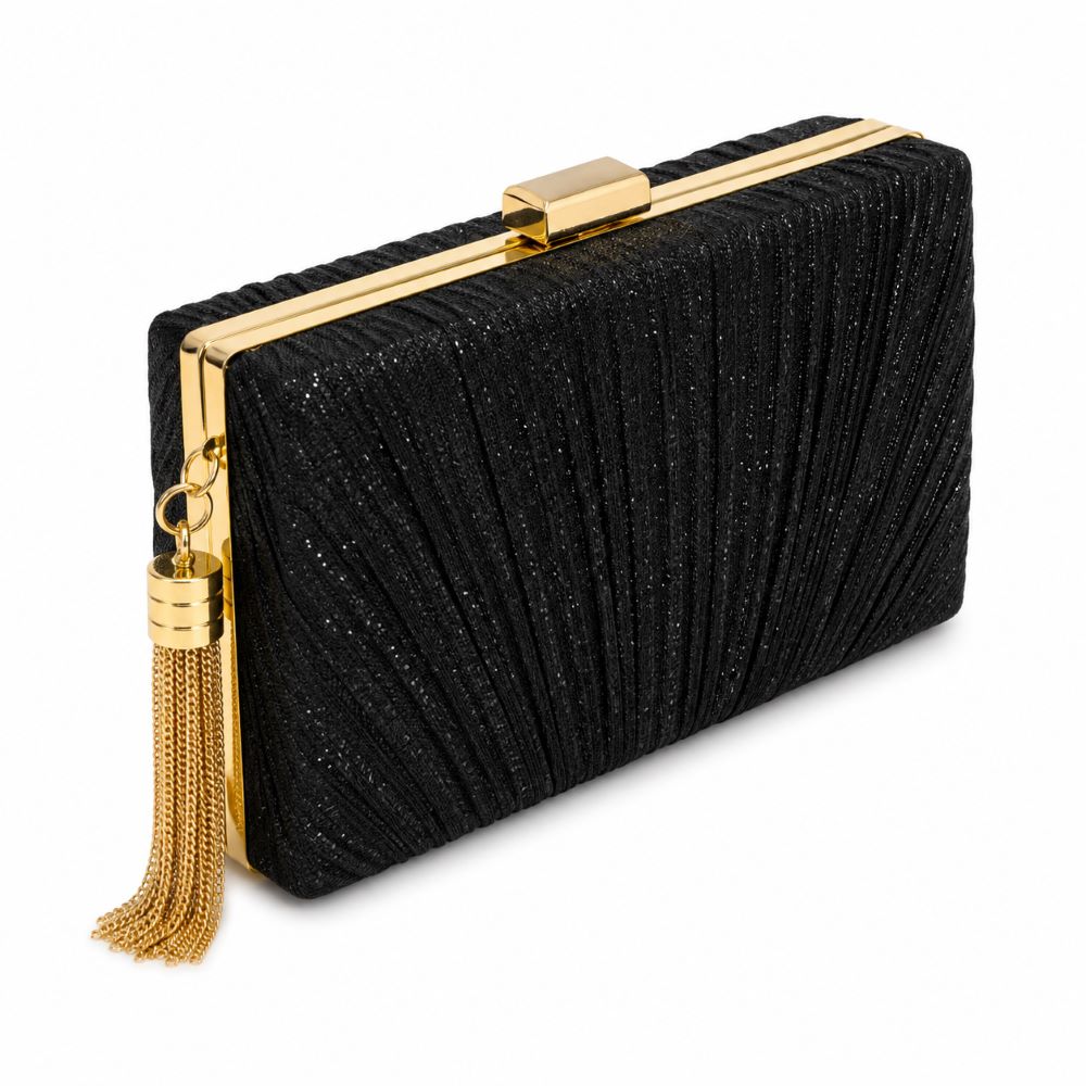 EB009 Black Glitter Clutch - Interior View