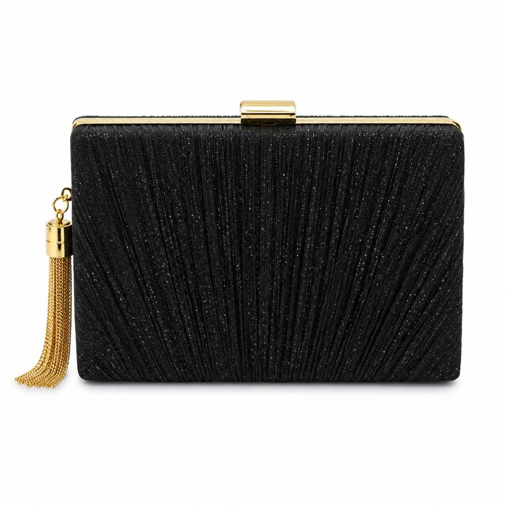 EB009 Black Glitter Clutch - Angle View