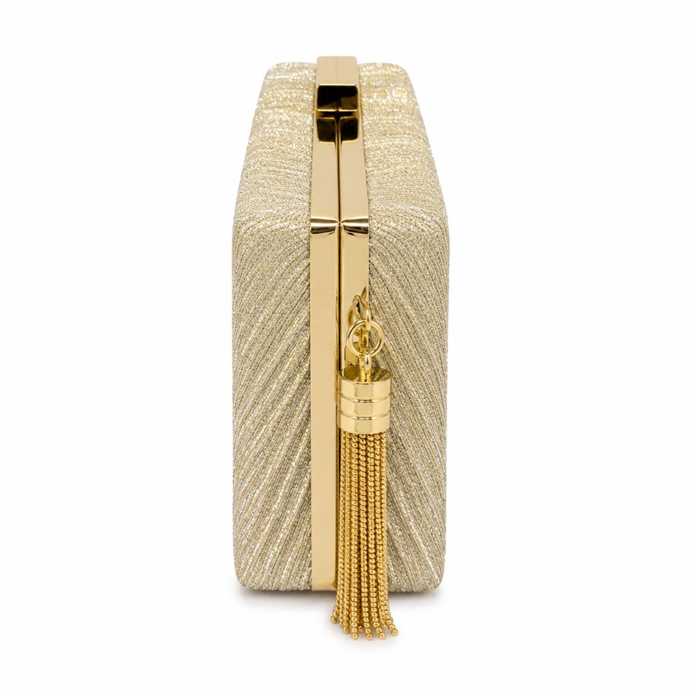 EB009 Light Gold Glitter Clutch - Side View