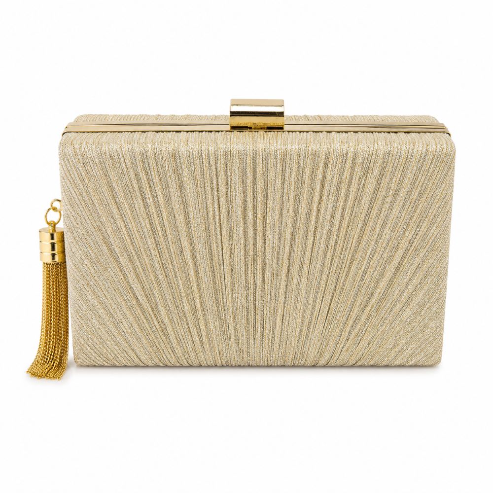 EB009 Light Gold Glitter Clutch - Front View