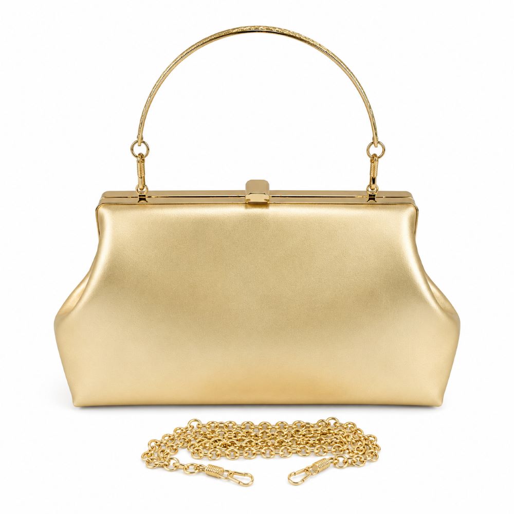 EB010 Gold Soft Metallic Clutch - Interior Open View