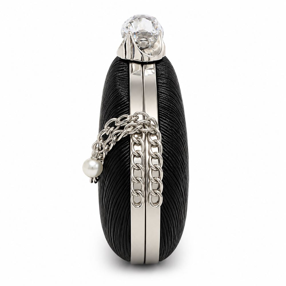 Elegant Crystal Clasp Evening Clutch Bag