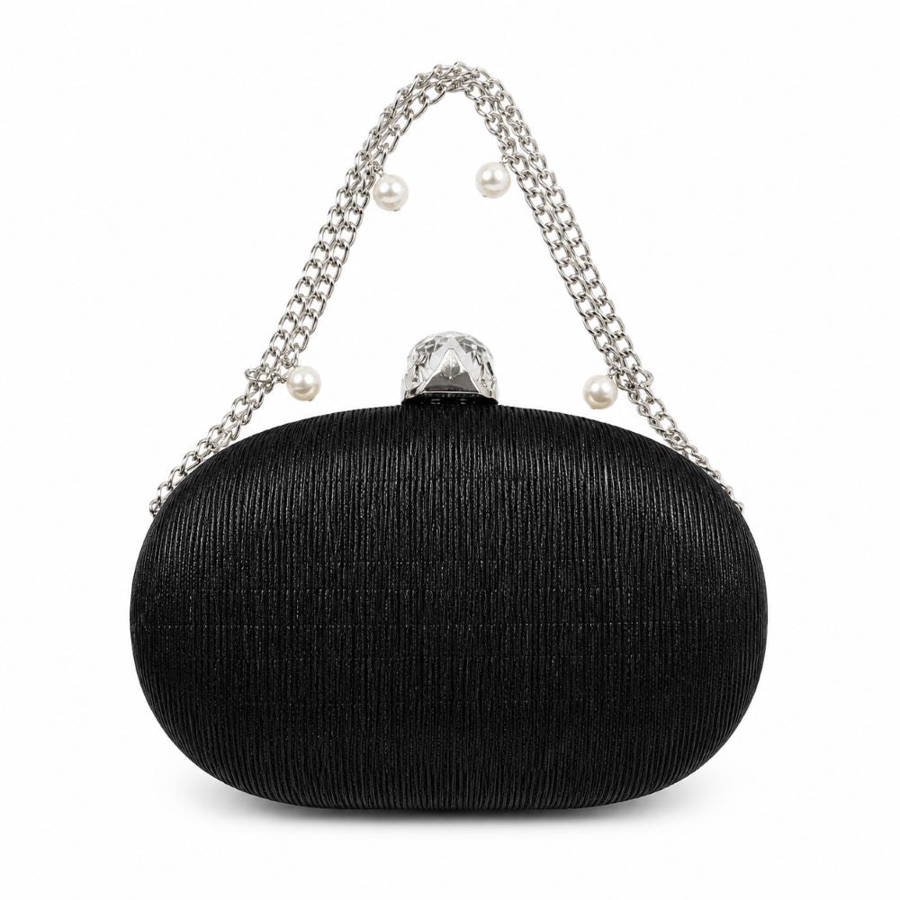 Elegant Crystal Clasp Evening Clutch Bag