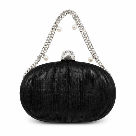 Elegant Crystal Clasp Evening Clutch Bag