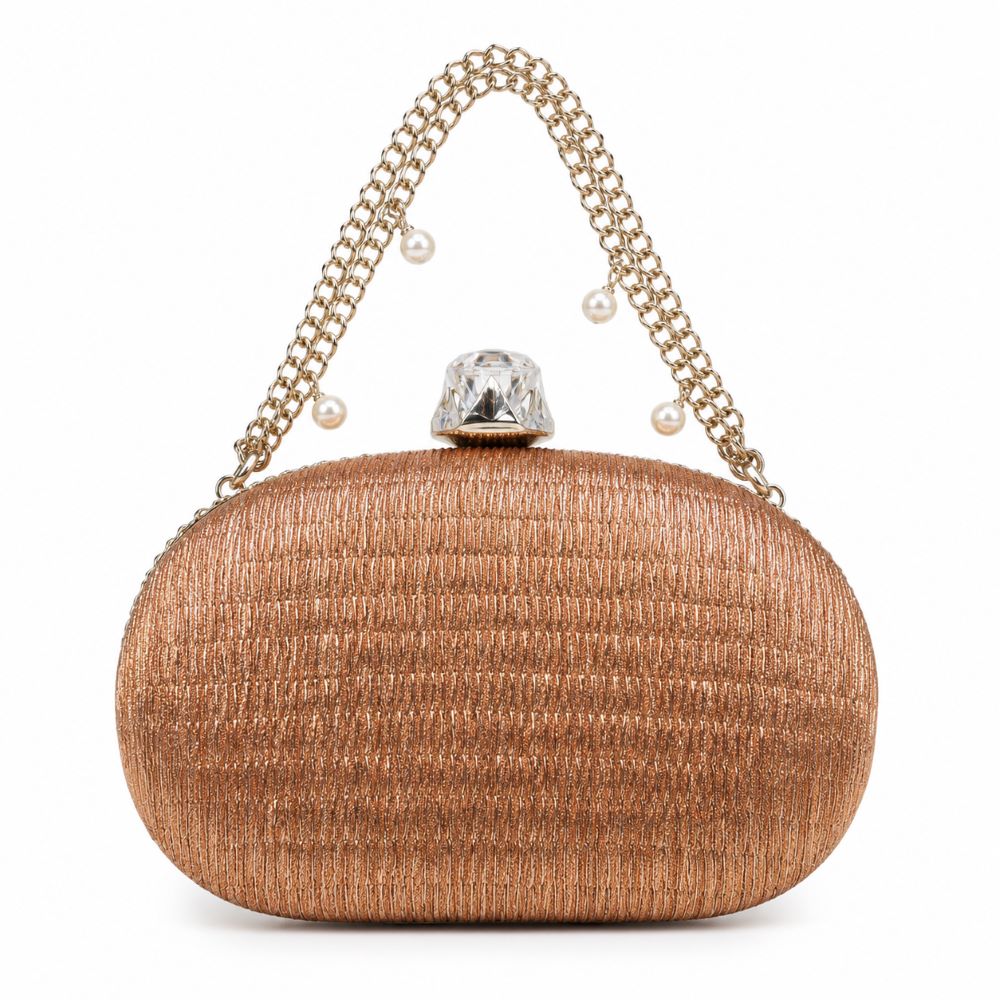 Elegant Crystal Clasp Evening Clutch Bag
