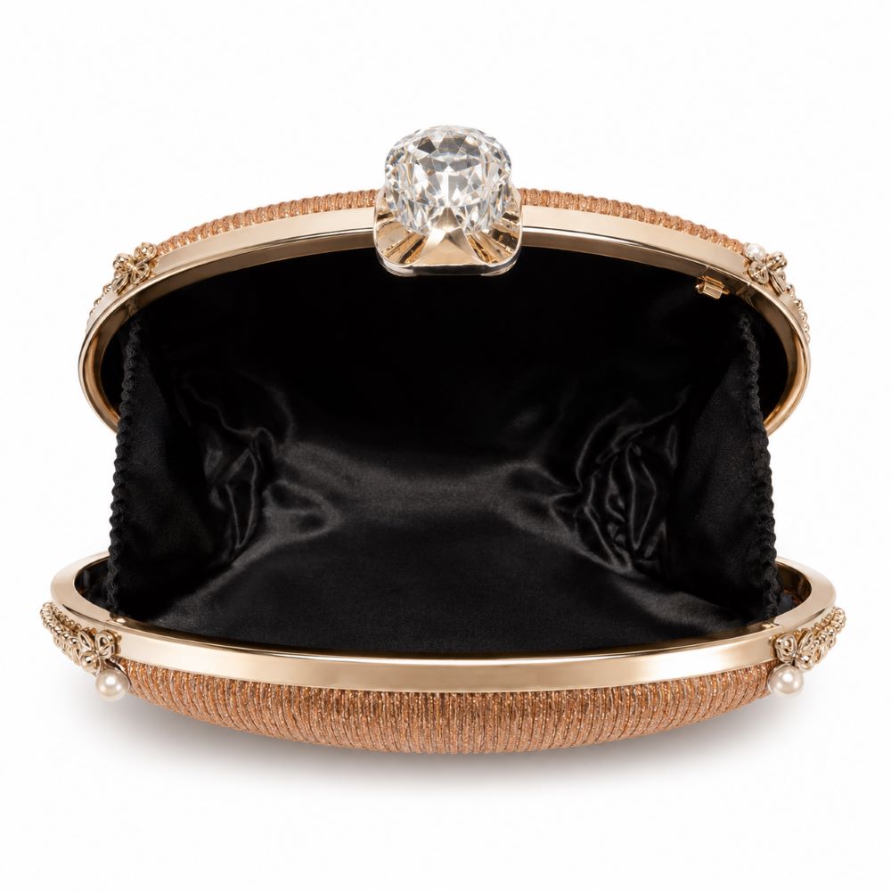 Elegant Crystal Clasp Evening Clutch Bag
