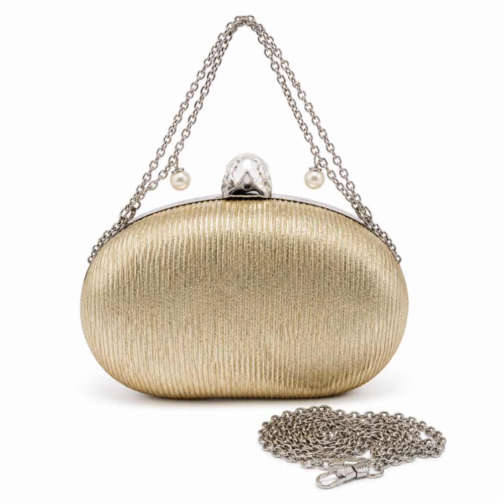 Elegant Crystal Clasp Evening Clutch Bag