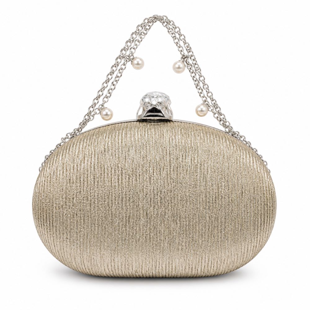 Elegant Crystal Clasp Evening Clutch Bag