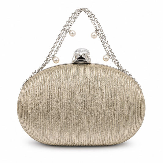 Elegant Crystal Clasp Evening Clutch Bag