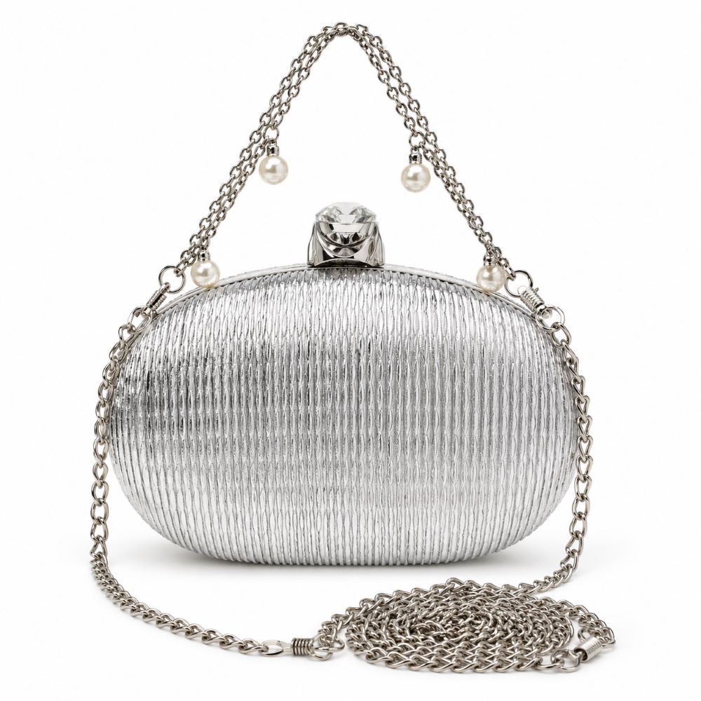 Elegant Crystal Clasp Evening Clutch Bag