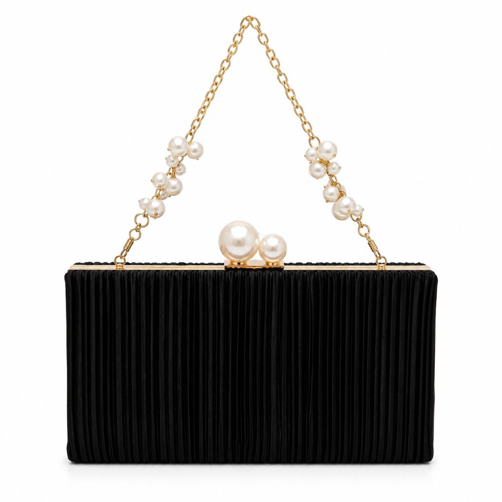 KRASCEVA Pearl Elegance Pleated Evening Clutch Bag
