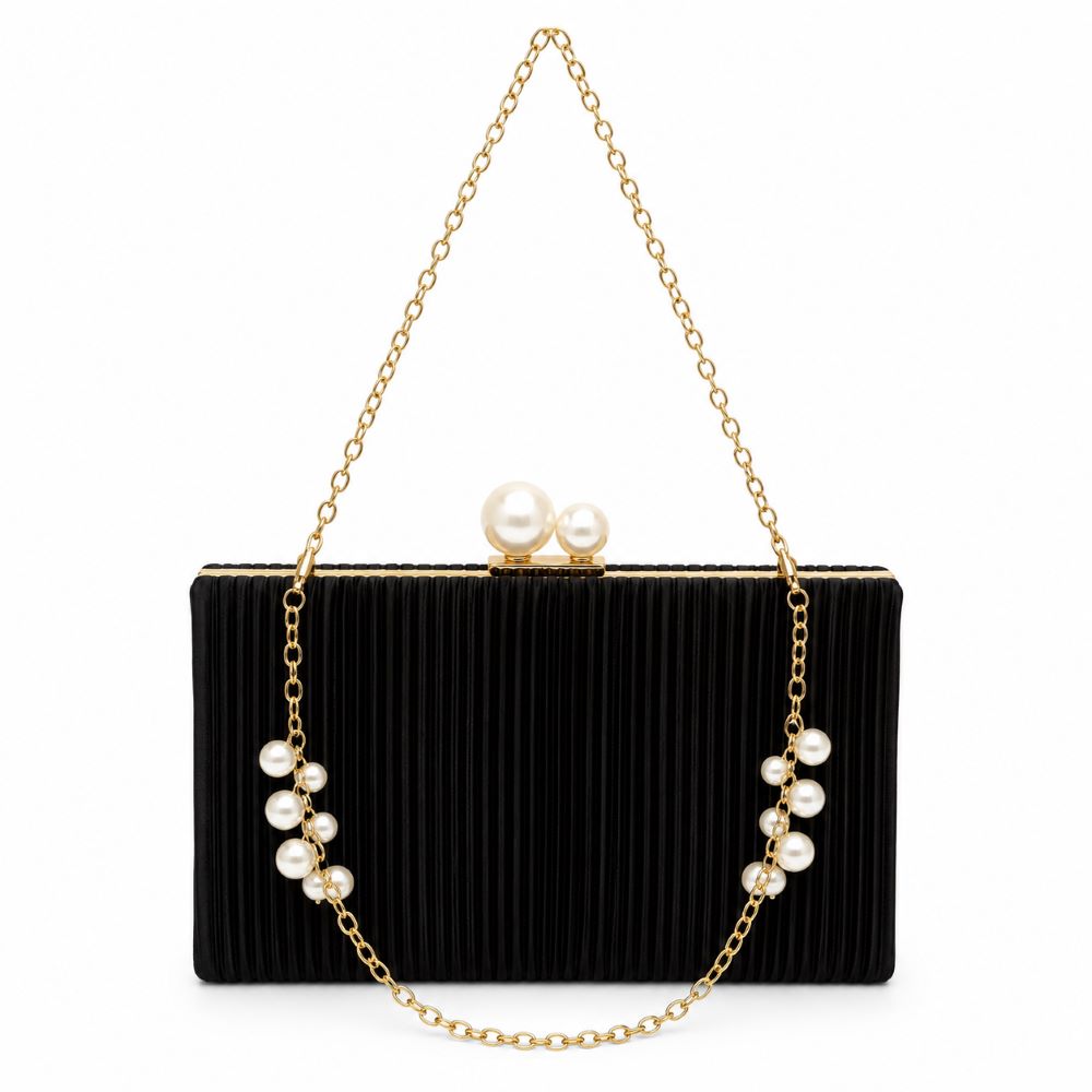 KRASCEVA Pearl Elegance Pleated Evening Clutch Bag