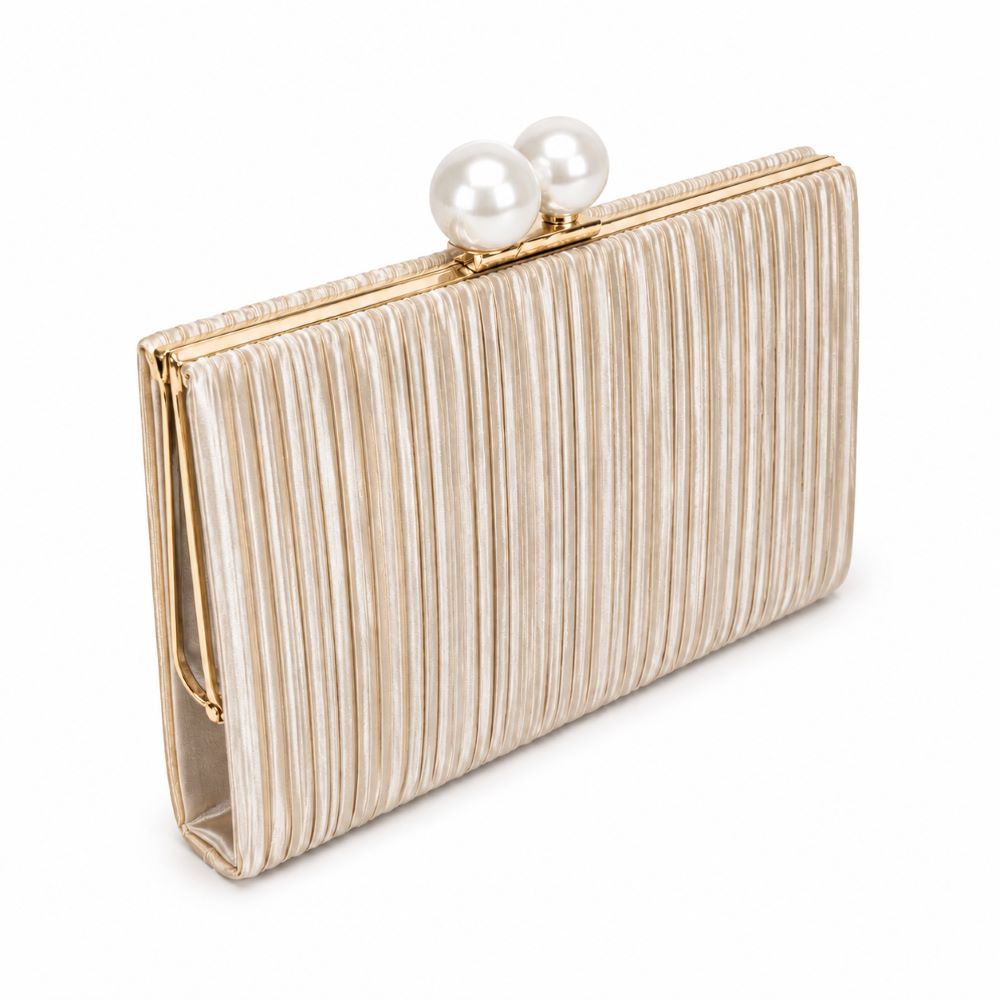 KRASCEVA Pearl Elegance Pleated Evening Clutch Bag