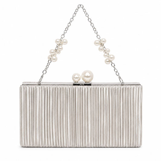 KRASCEVA Pearl Elegance Pleated Evening Clutch Bag
