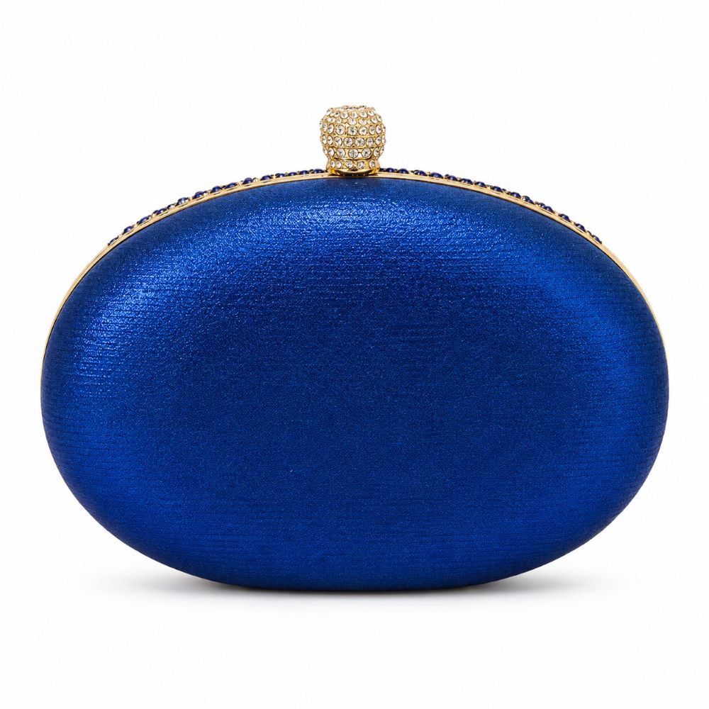 EB021 Blue Peacock Crystal Clutch - Side View