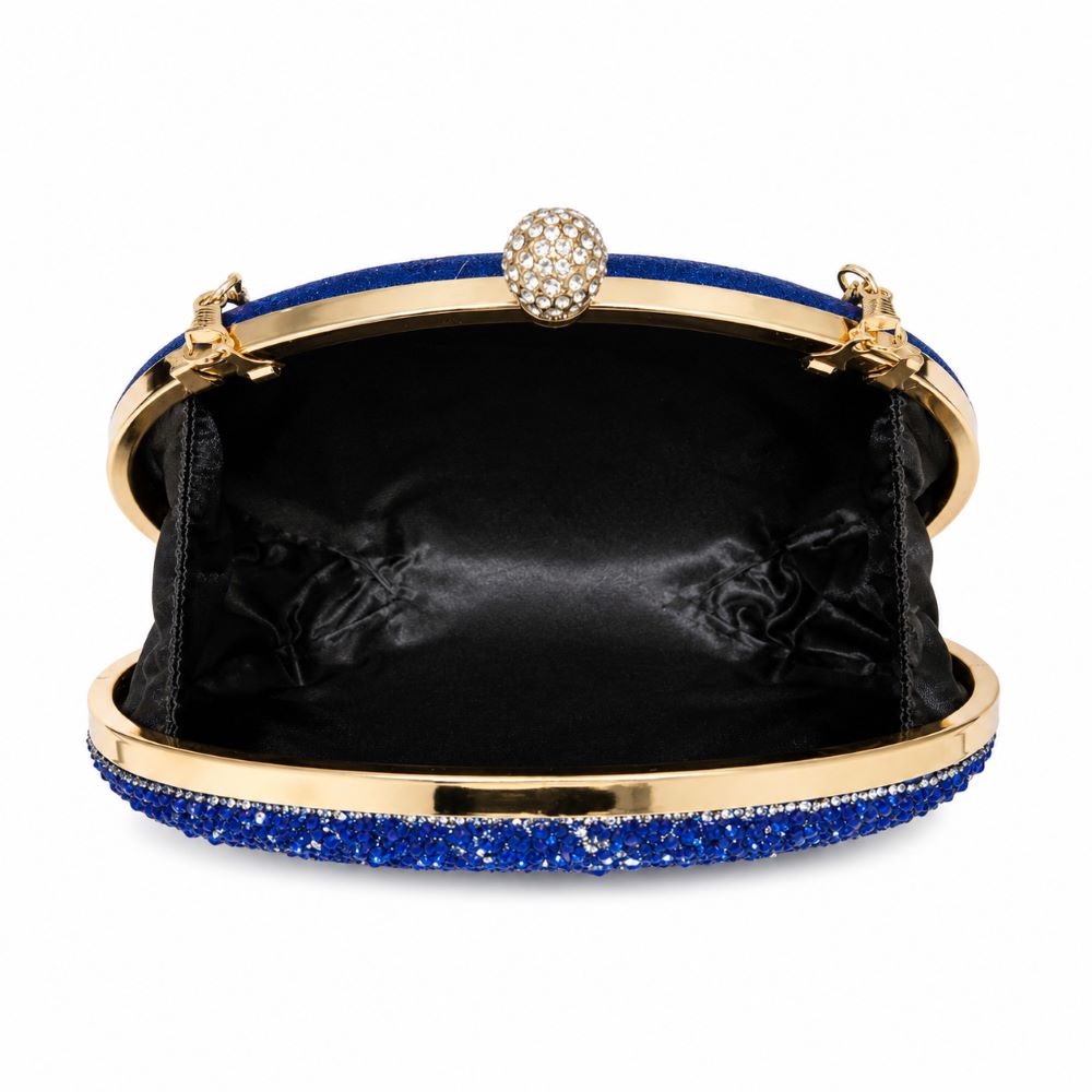 EB021 Blue Peacock Crystal Clutch - Back View