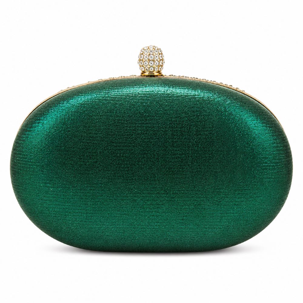 EB021 Green Peacock Crystal Clutch - Model Shot