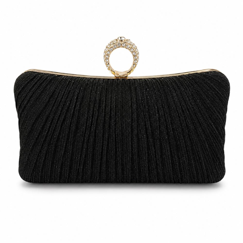 Elegant Rhinestone Ring Clutch Evening Bag – Small Diamond Chain & Long Chain Strap