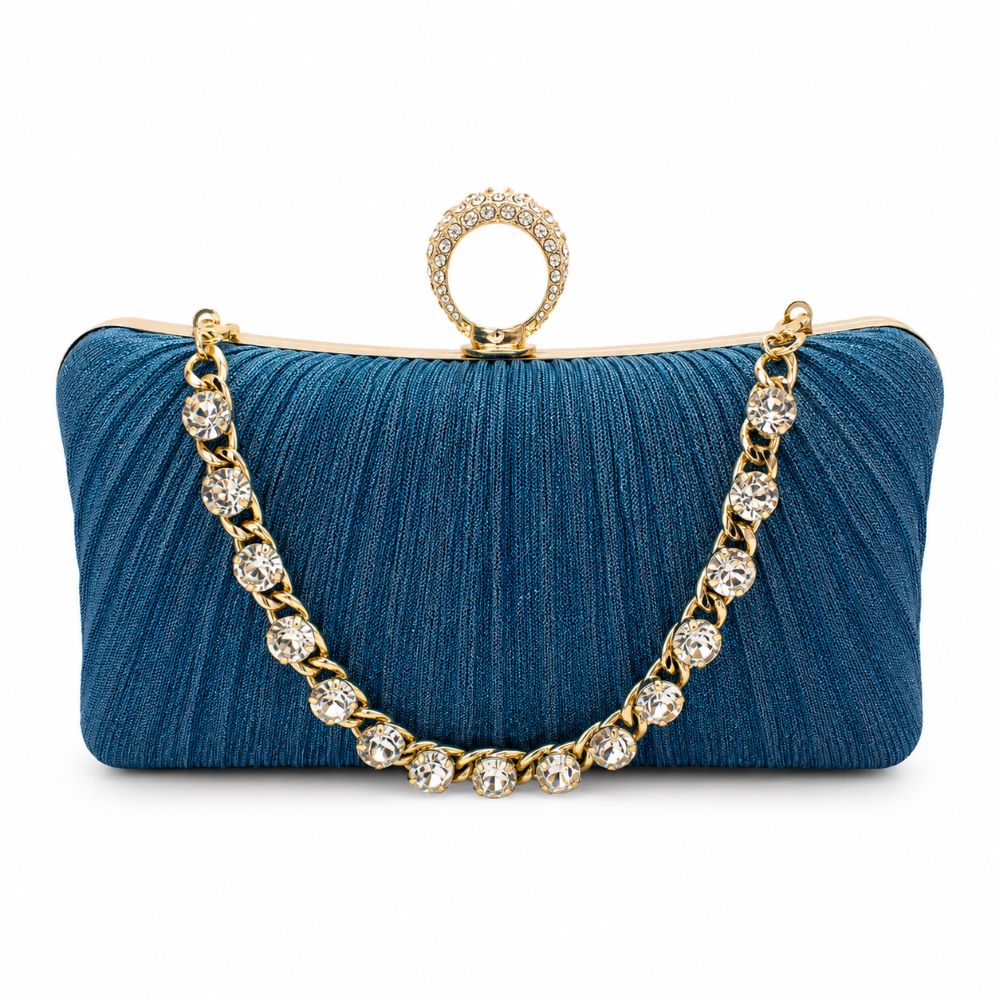 Elegant Rhinestone Ring Clutch Evening Bag – Small Diamond Chain & Long Chain Strap