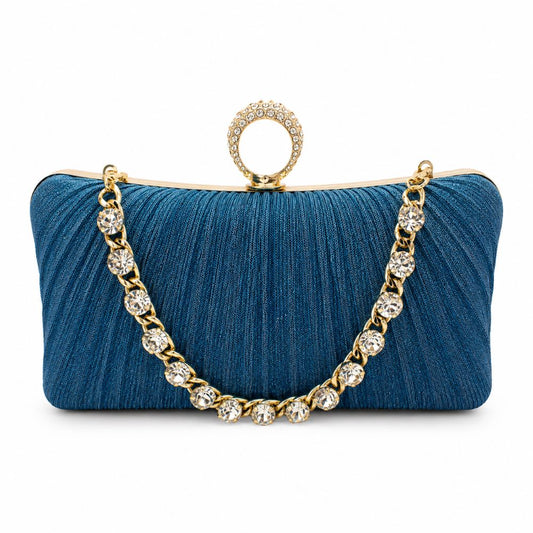 Elegant Rhinestone Ring Clutch Evening Bag – Small Diamond Chain & Long Chain Strap