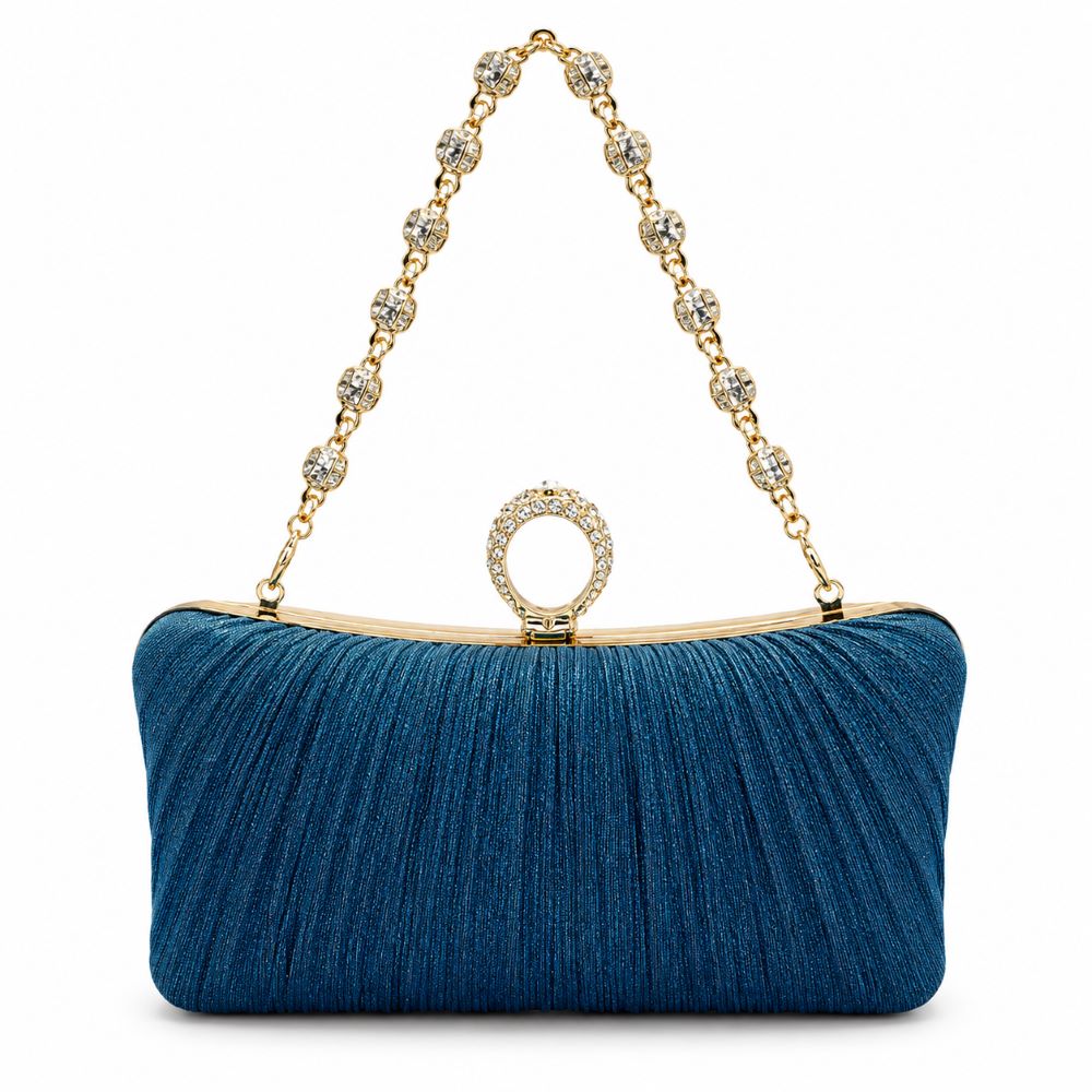 Elegant Rhinestone Ring Clutch Evening Bag – Small Diamond Chain & Long Chain Strap