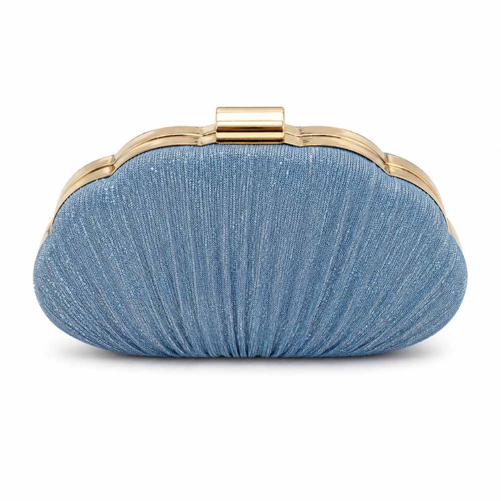 EB024 Blue Shell Glitter Clutch - Side View