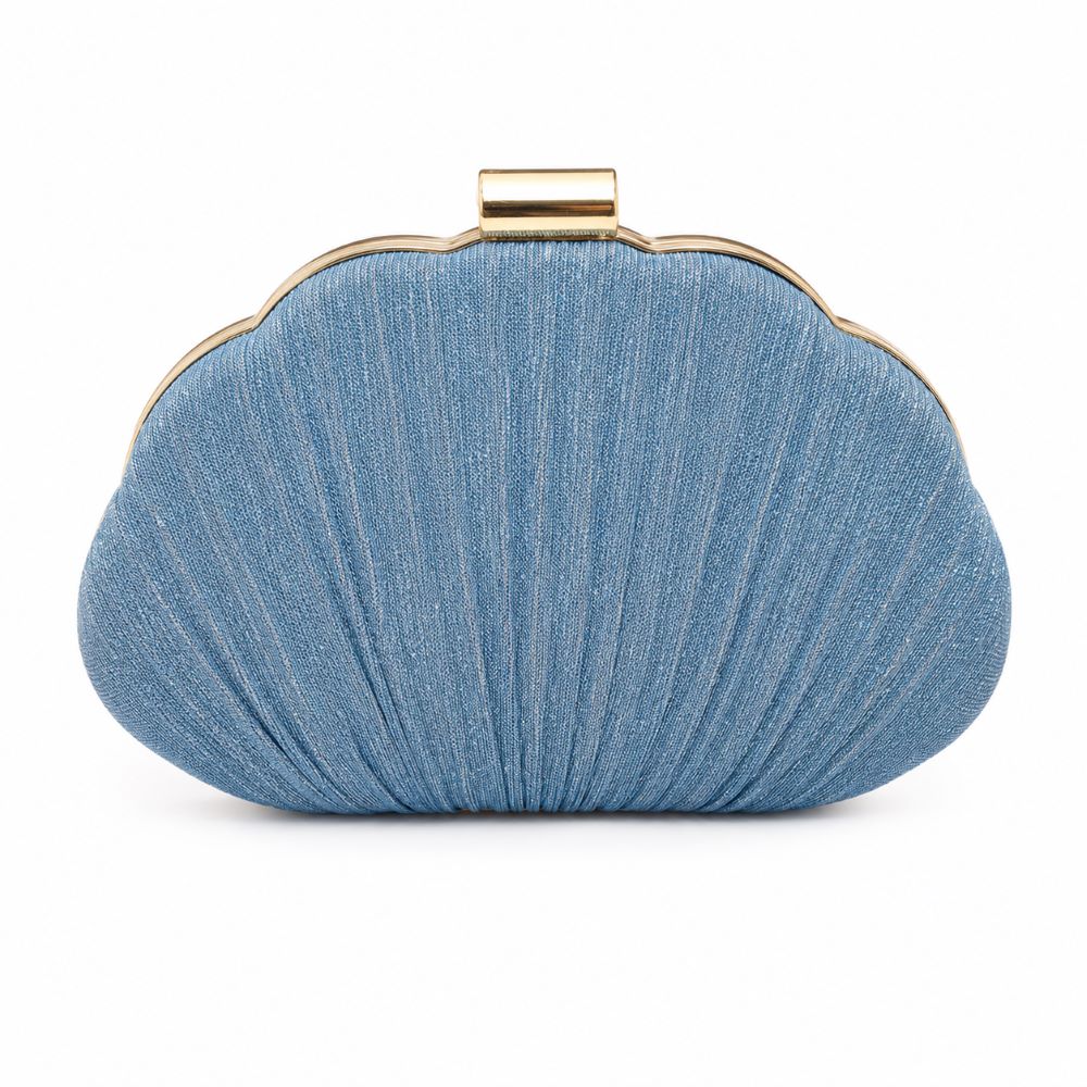 EB024 Blue Shell Glitter Clutch - Front View