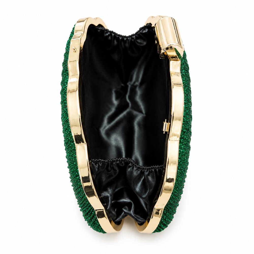 EB024 Green Shell Glitter Clutch - Side View