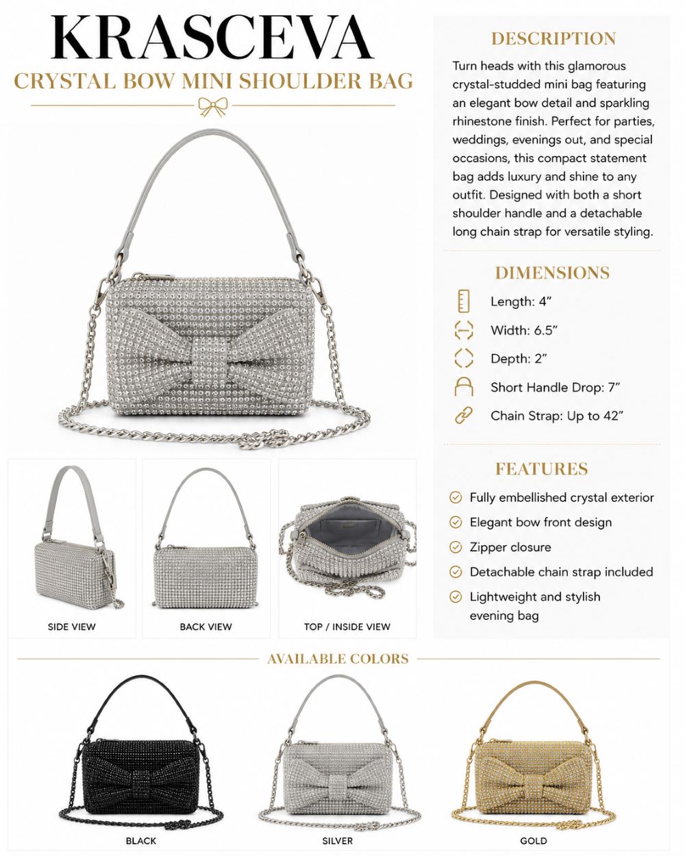 Krasceva Crystal Bow Mini Shoulder Bag