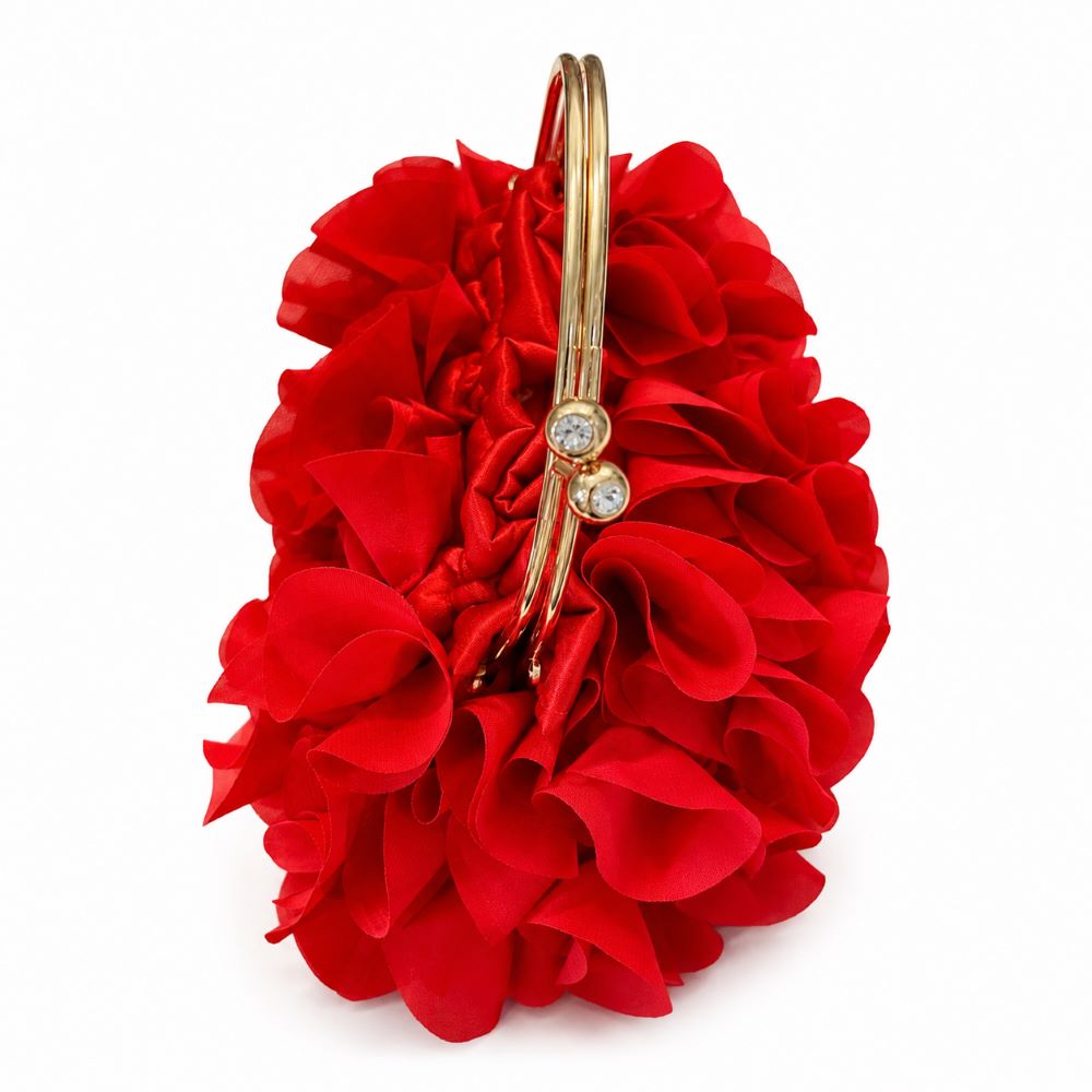 Elegant Ruffle Satin Evening Bag