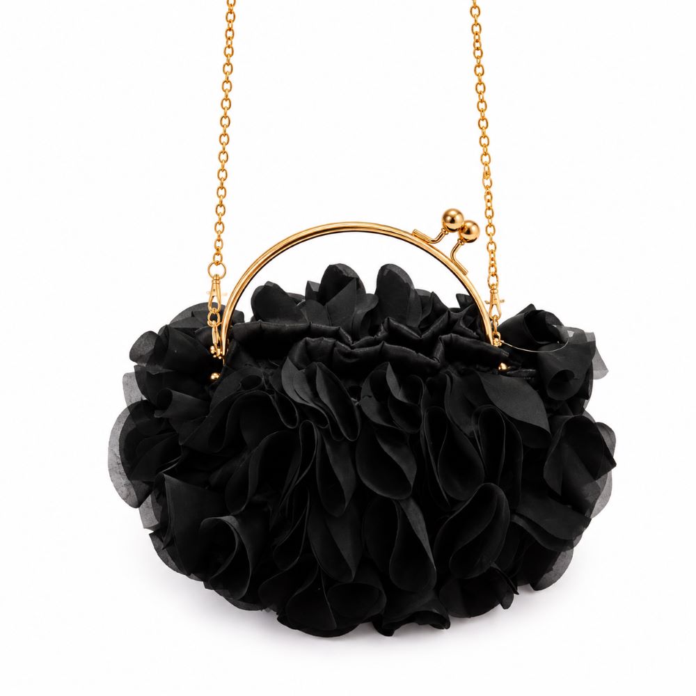 Elegant Ruffle Satin Evening Bag