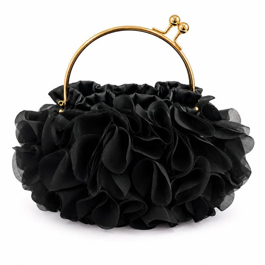 Elegant Ruffle Satin Evening Bag