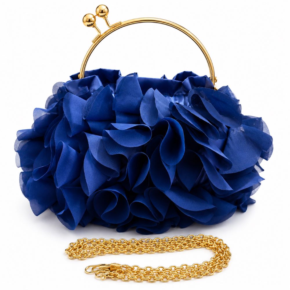 Elegant Ruffle Satin Evening Bag