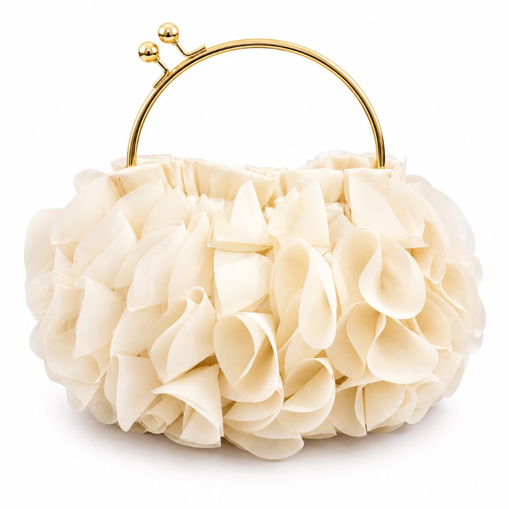 Elegant Ruffle Satin Evening Bag