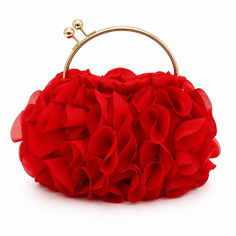 Elegant Ruffle Satin Evening Bag