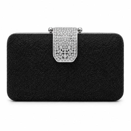 Krasceva Crystal Elegance Evening Clutch Bag – Black, Gold & Silver