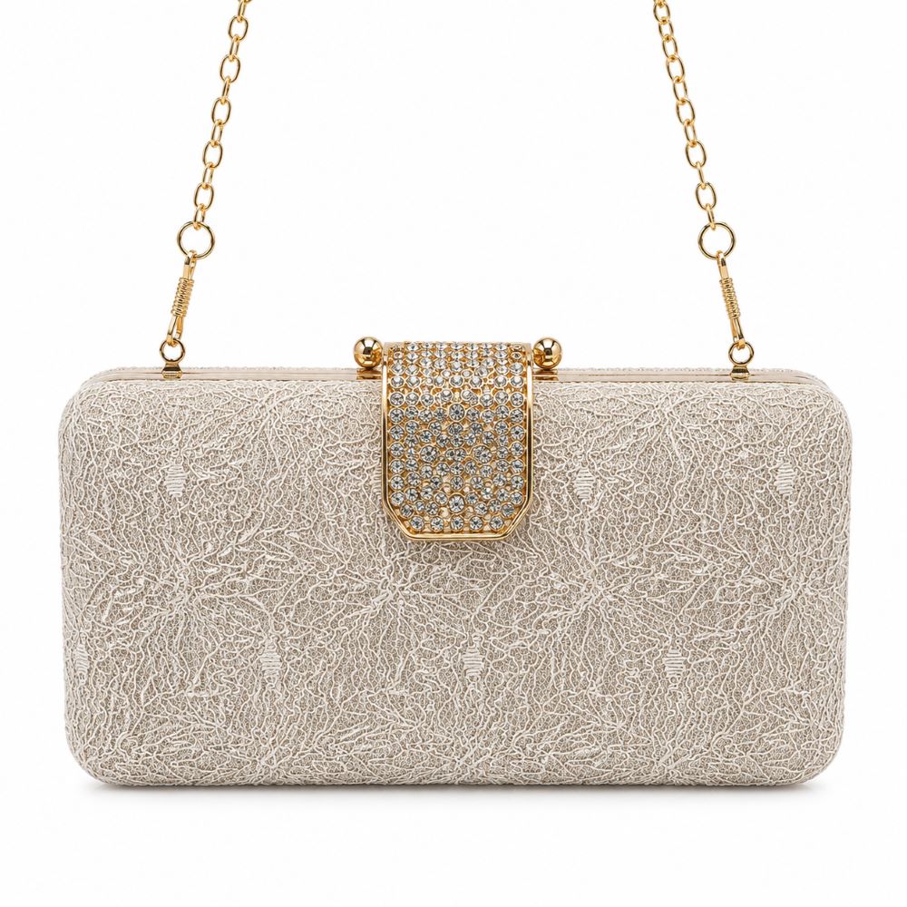 Krasceva Crystal Elegance Evening Clutch Bag – Black, Gold & Silver