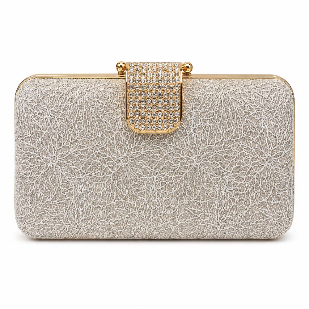 Krasceva Crystal Elegance Evening Clutch Bag – Black, Gold & Silver
