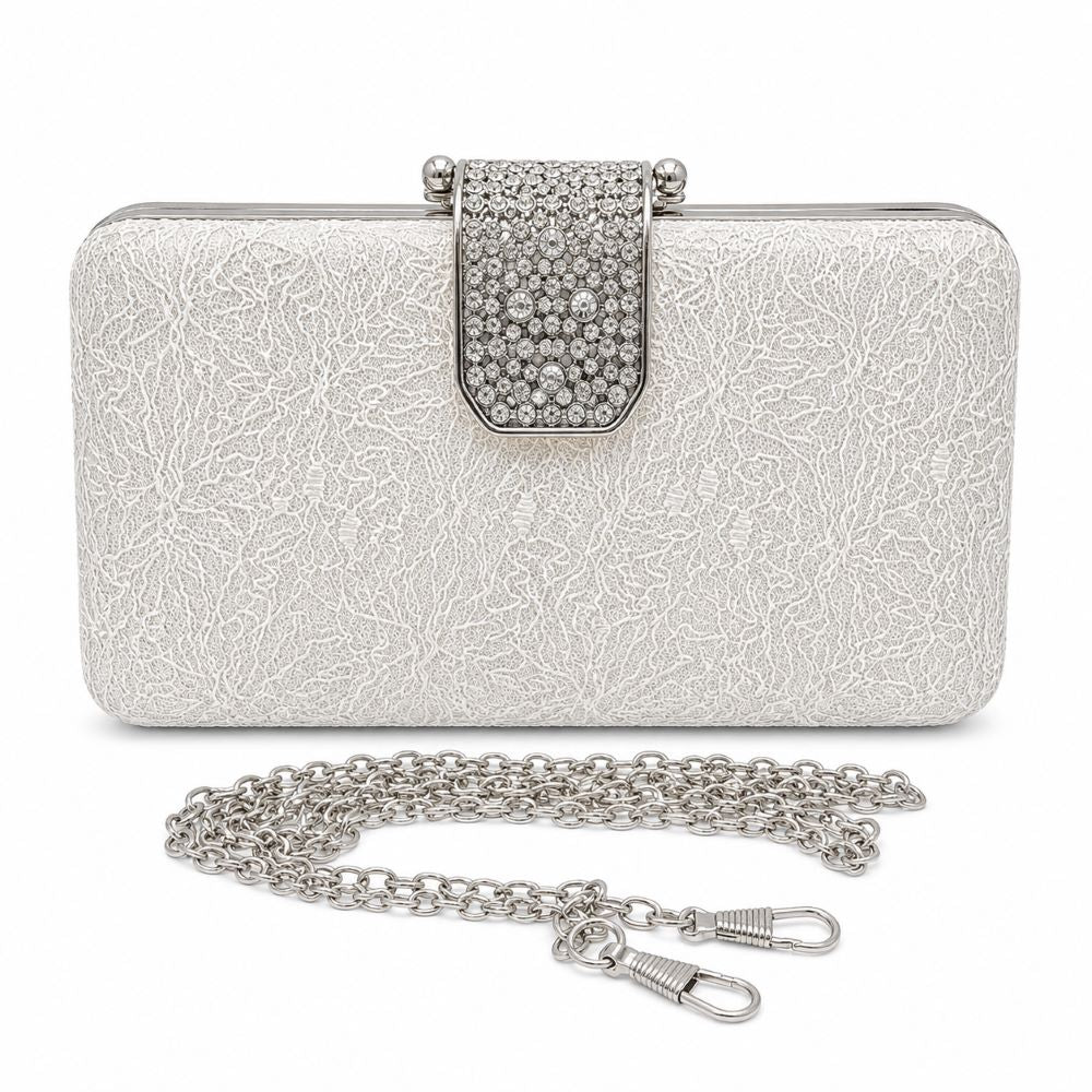 Krasceva Crystal Elegance Evening Clutch Bag – Black, Gold & Silver