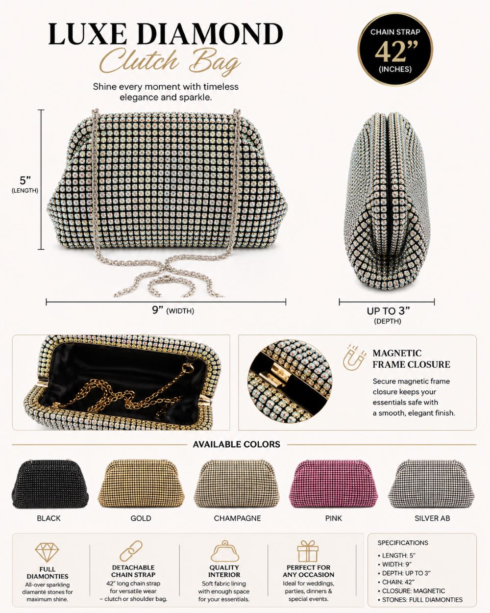 Krasceva Luxe Diamond Clutch Bag