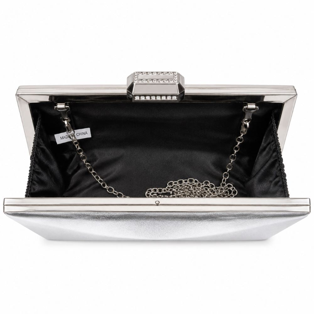 Krasceva Luxe Crystal Frame Evening Clutch Bag – Black, Gold & Silver