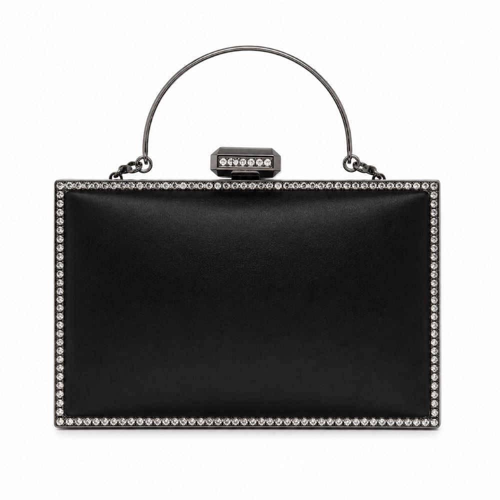 Krasceva Luxe Crystal Frame Evening Clutch Bag – Black, Gold & Silver